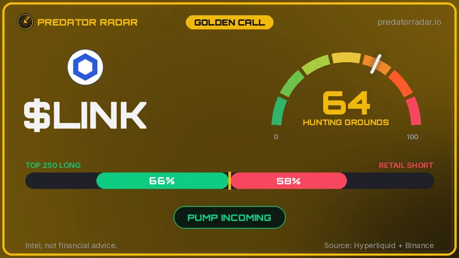 Predator Radar Golden Call card — $LINK pump incoming